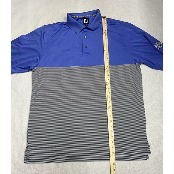 Footjoy FJ Blue Striped Men's Stretch Performance Golf Polo Shirt Size XL - Picture 6 of 8